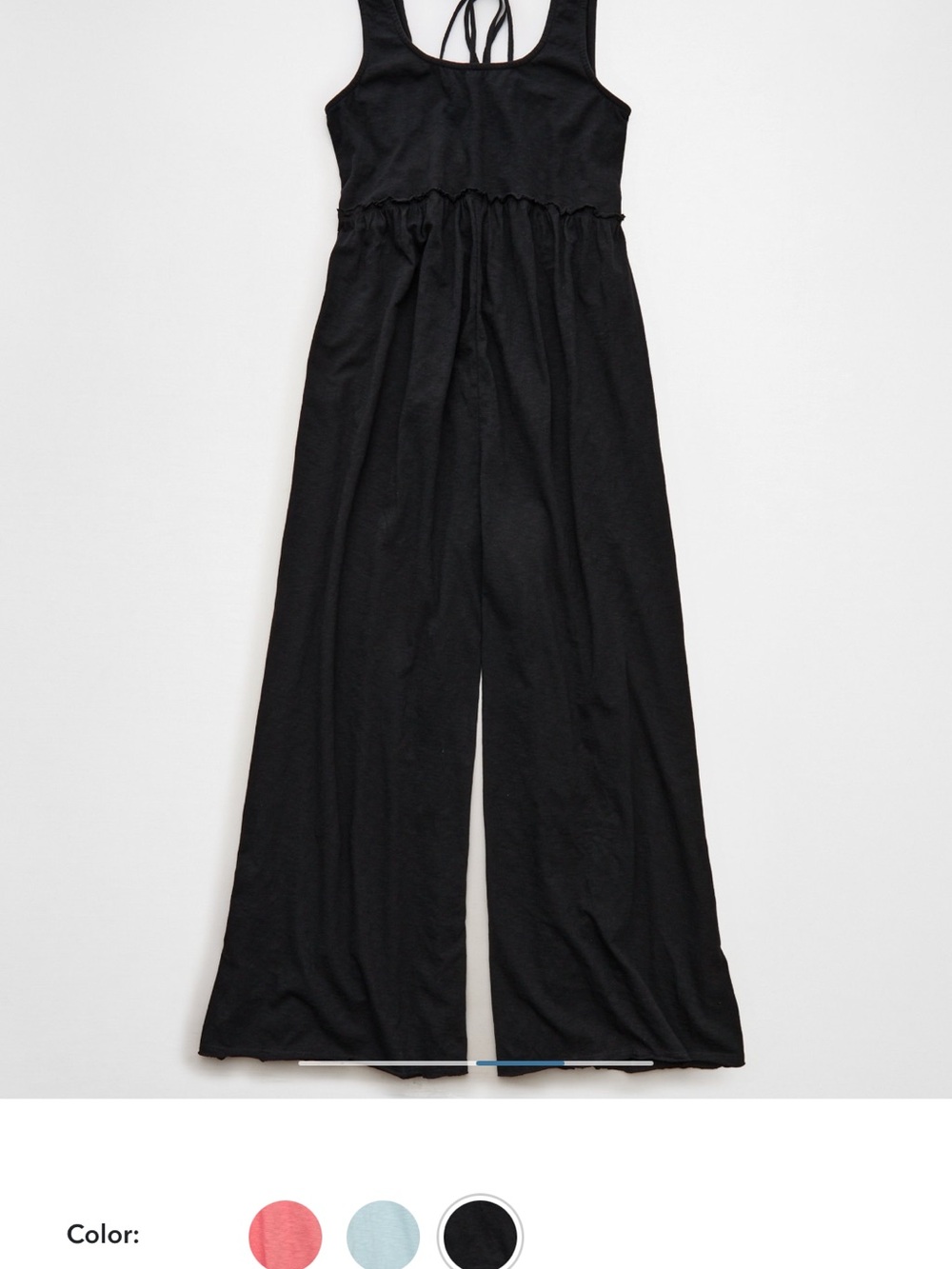 aerie Black Sleeveless Wide-Leg Jumpsuit with Back Tie - Picture 2 of 4